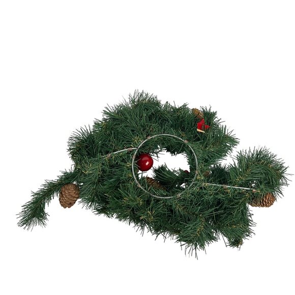 Artificial Holiday Wreath Red Berries Pine Cones & Apples Home Interiors & Gifts - Picture 5 of 5